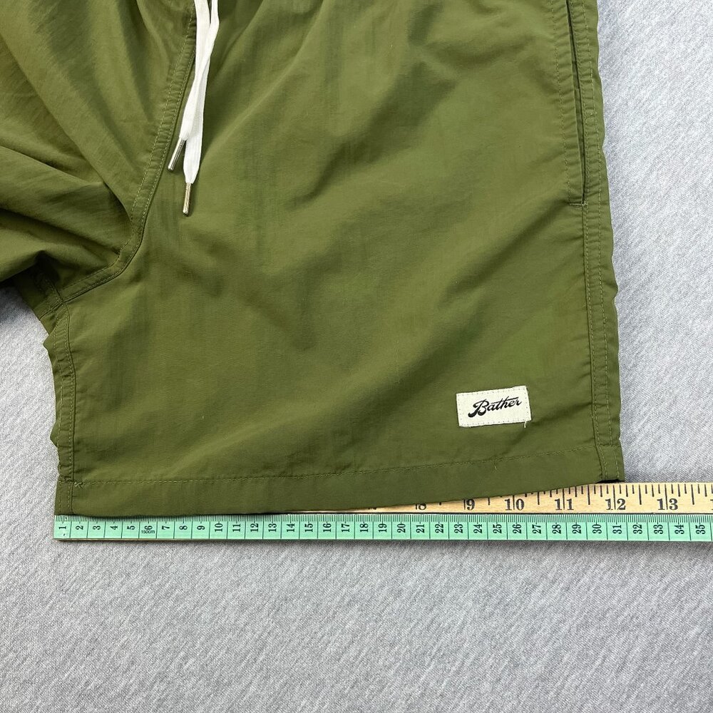 Bather Swim Trunks Mens Medium Olive Green Mesh-Lined 5" Inseam Elastic Waist - Picture 12 of 12